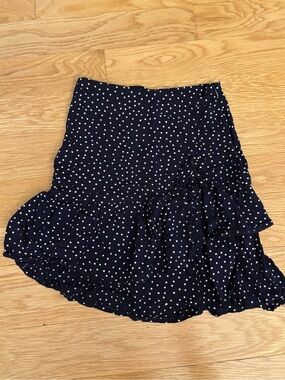 Navy Polka Dot Ruffle Skirt